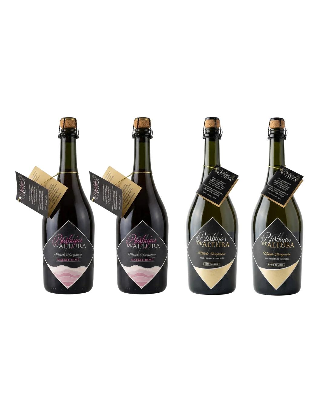 Combo "Burbujas Doble" - 2 Malbec Rosé Espumante + 2 Torrontés Extra Brut — Combo de Burbujas de Altura