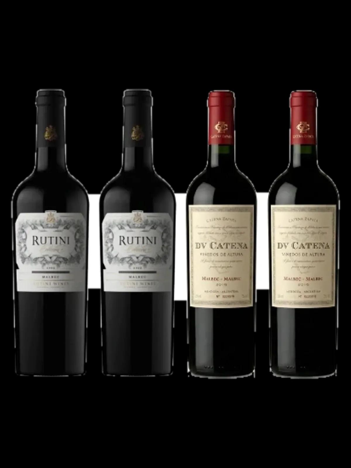 Combo "El Gran Duelo Argentino" - 2 Rutini Malbec + 2 DV Catena Malbec-Malbec